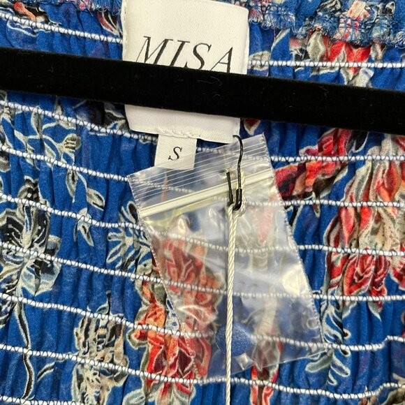 MISA Ancora Floral Tie Crop Top Blouse Blue NWT Size Small - Picture 6 of 8